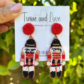 Red Nutcracker Beaded Earrings