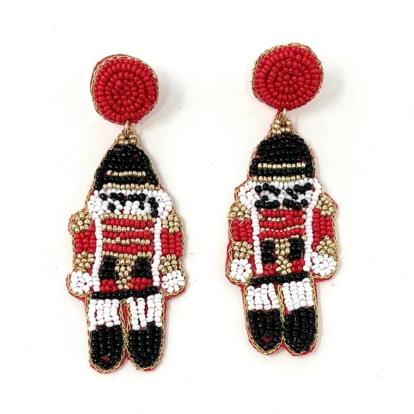 Red Nutcracker Beaded Earrings