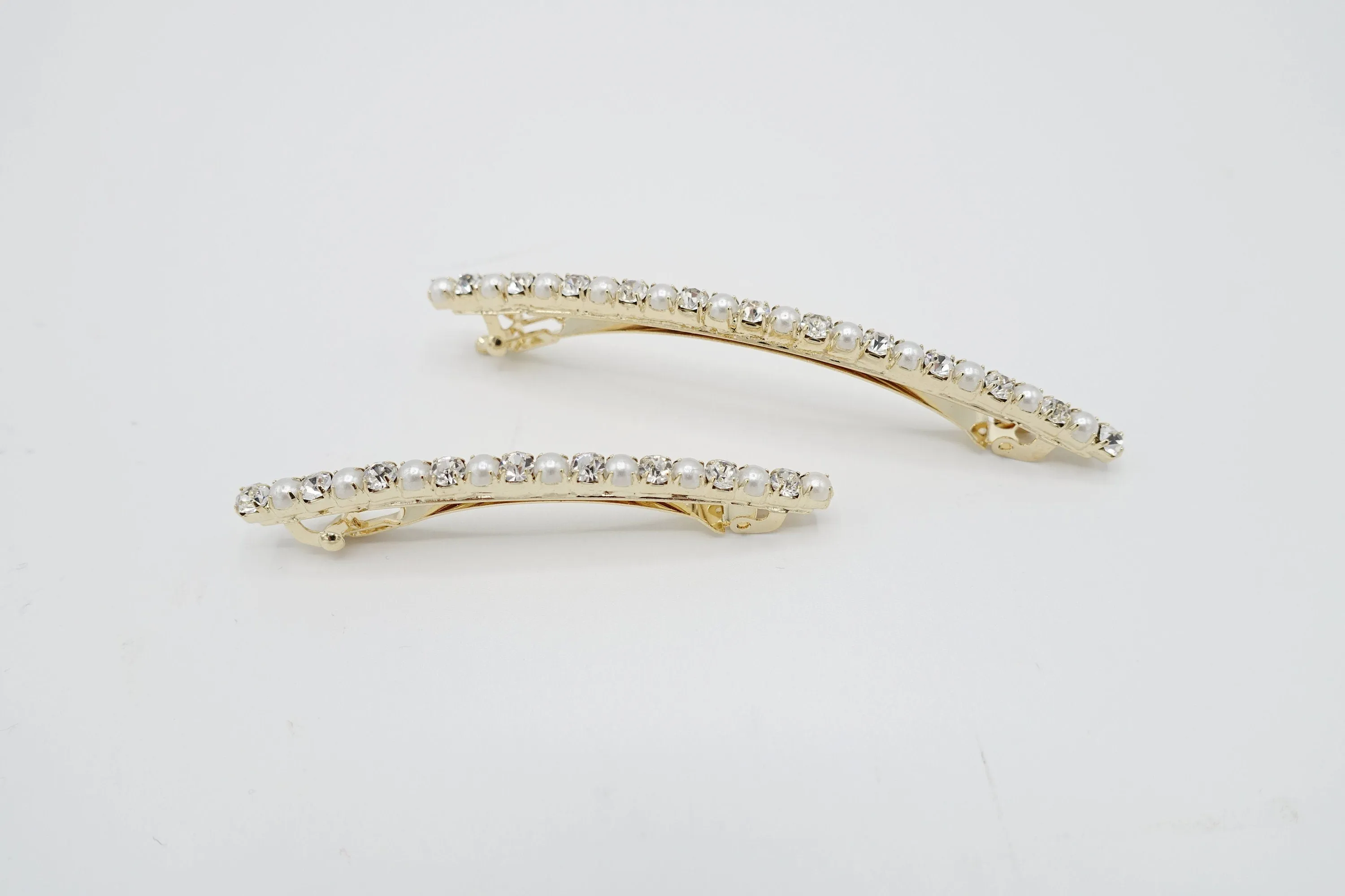 rhinestone pearl thin french hair barrette women hair accessory