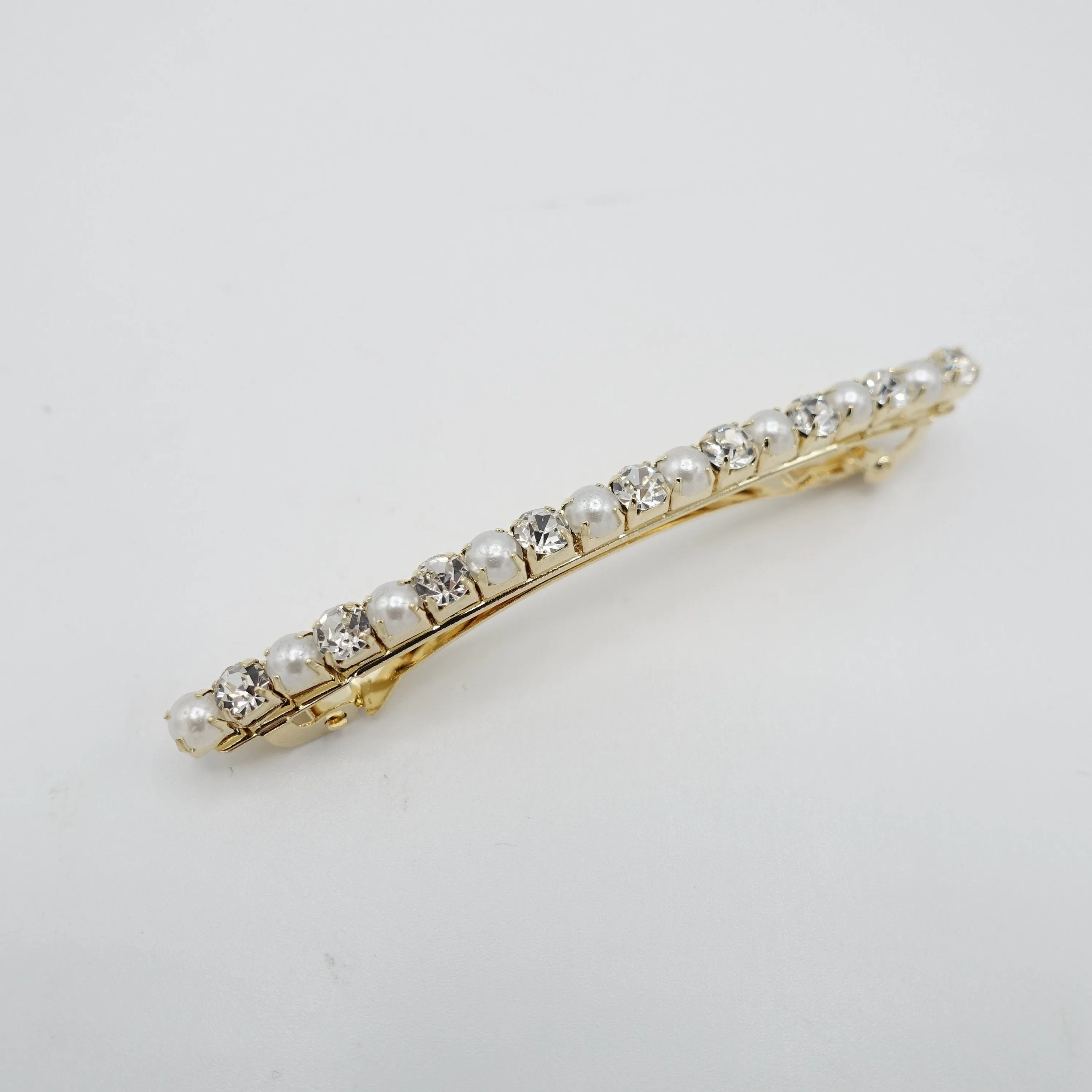 rhinestone pearl thin french hair barrette women hair accessory