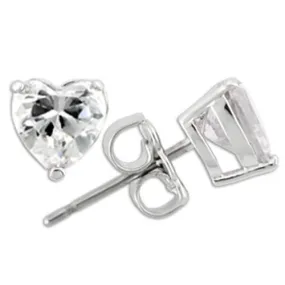 Rhodium 925 Sterling Silver Earrings with AAA Grade CZ in Clear for Women Clear Stone Color Style 0W166