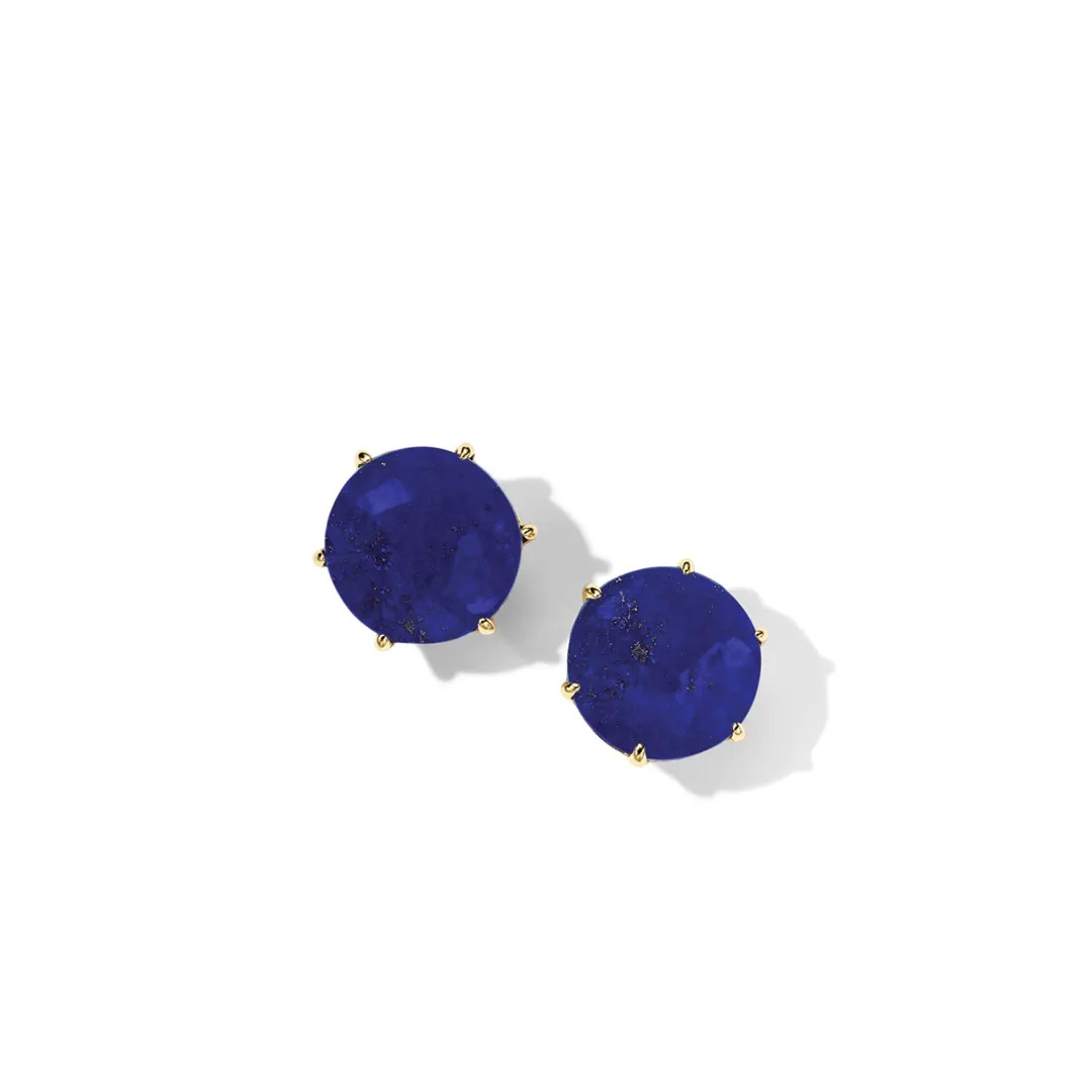 'Rock Candy' Medium Round Lapis Doublet Stud Earrings