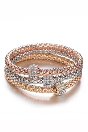 Rodera Bracelets Set in Gold Silver and Rose Gold