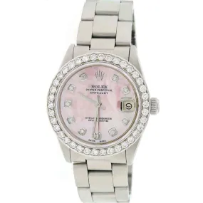 Rolex Datejust Midsize 31mm Womens Oyster w/Pink MOP Diamond Dial &amp; 1.52Ct Bezel TFJ-142508119