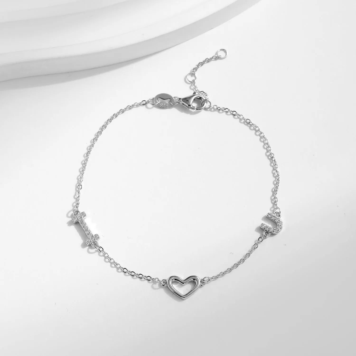 Romantic English Letter Love Sterling Silver Bracelet