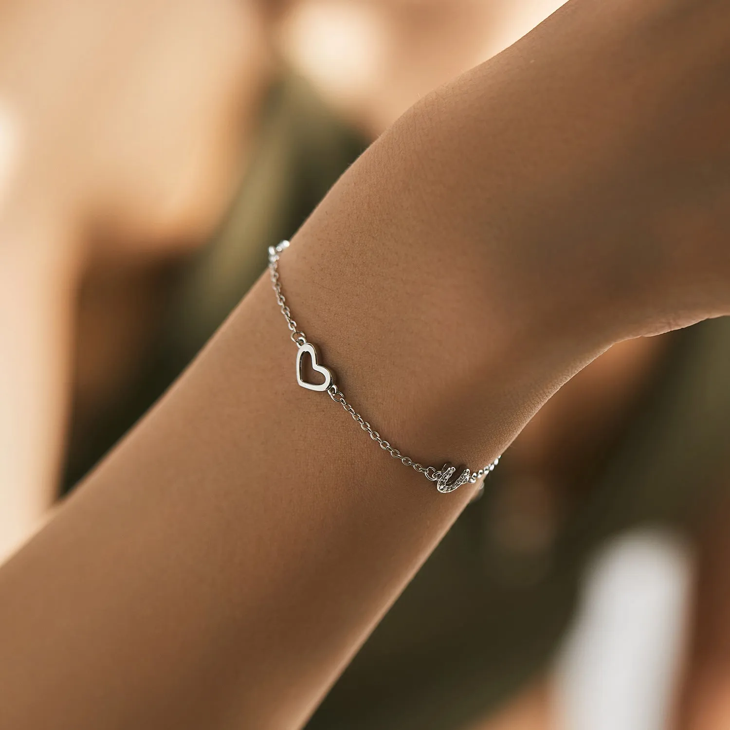 Romantic English Letter Love Sterling Silver Bracelet