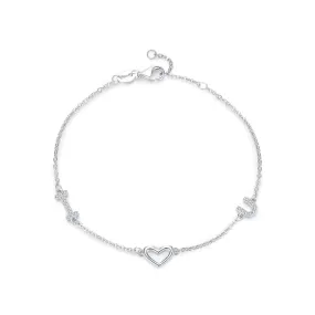 Romantic English Letter Love Sterling Silver Bracelet