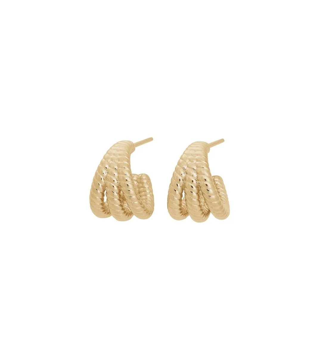 Rope Creoles Triple Gold Earrings