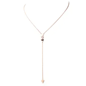 Rose Gold Cubic Zirconia Arrow Lariat Necklace