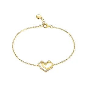 Rotating Heart with Zircon Silver Bracelet for Women