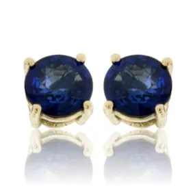 Round 6mm Blue Sapphire Stud Earrings