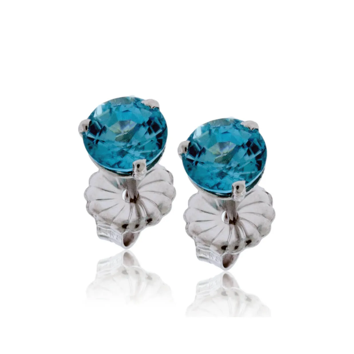 Round Blue Zircon 7.5mm Stud Post Earrings