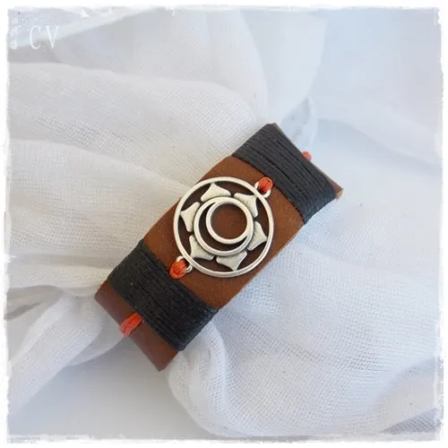 Sacral Chakra Leather Cuff