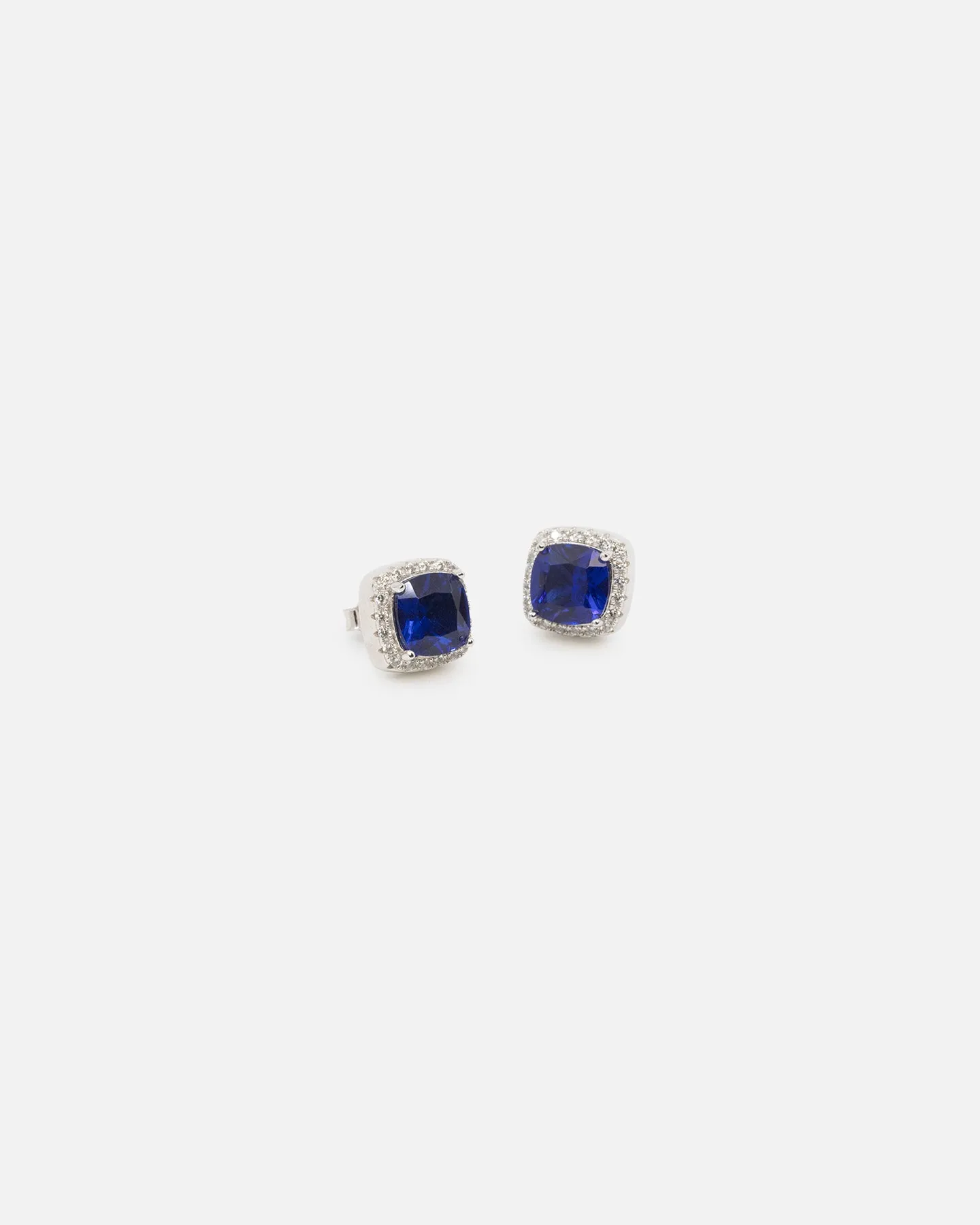 Saint Morta Cushion Cut Halo Earrings Iced White Sapphire