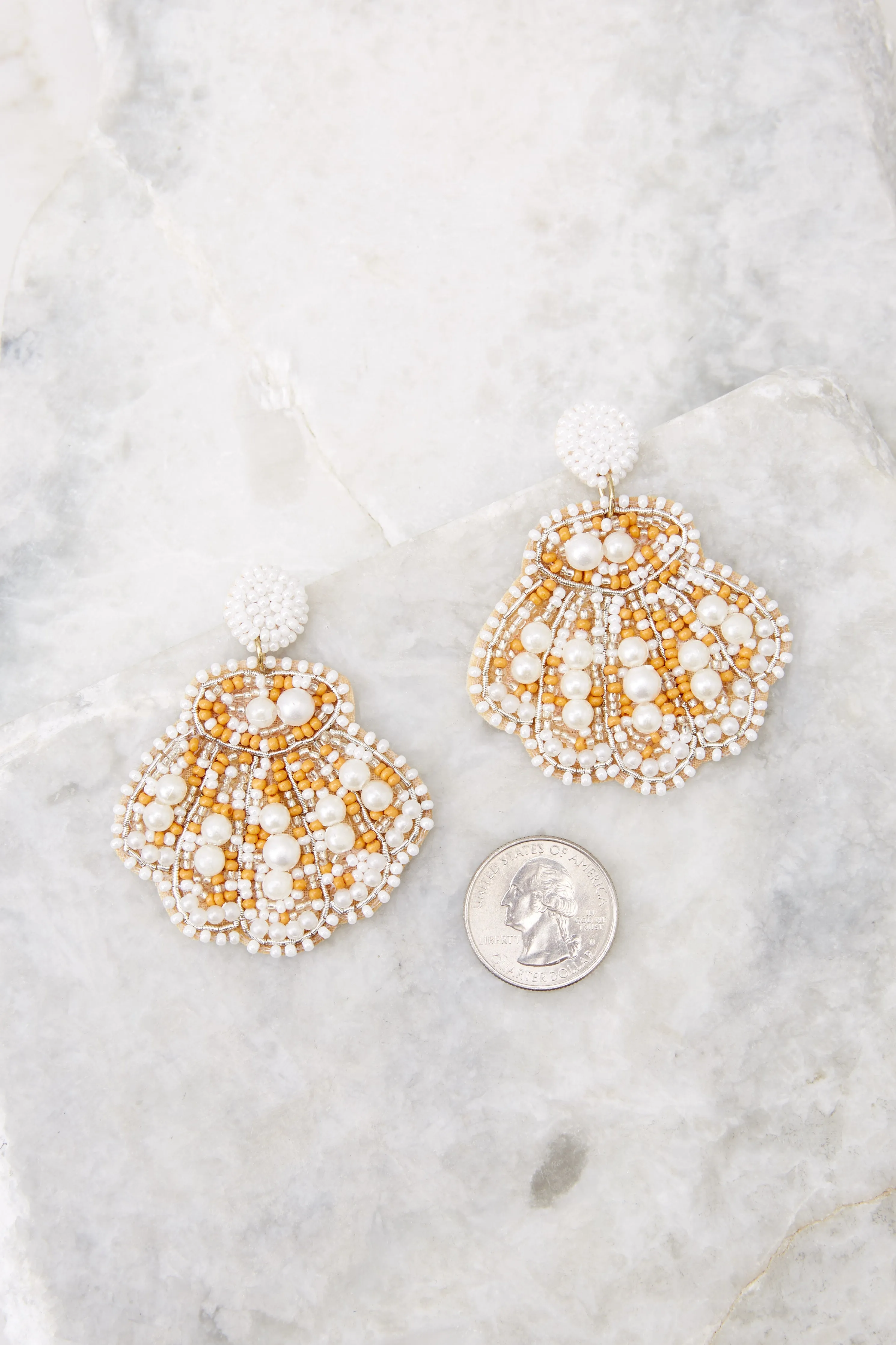 Sally Sells White Seashell Beaded Earrings