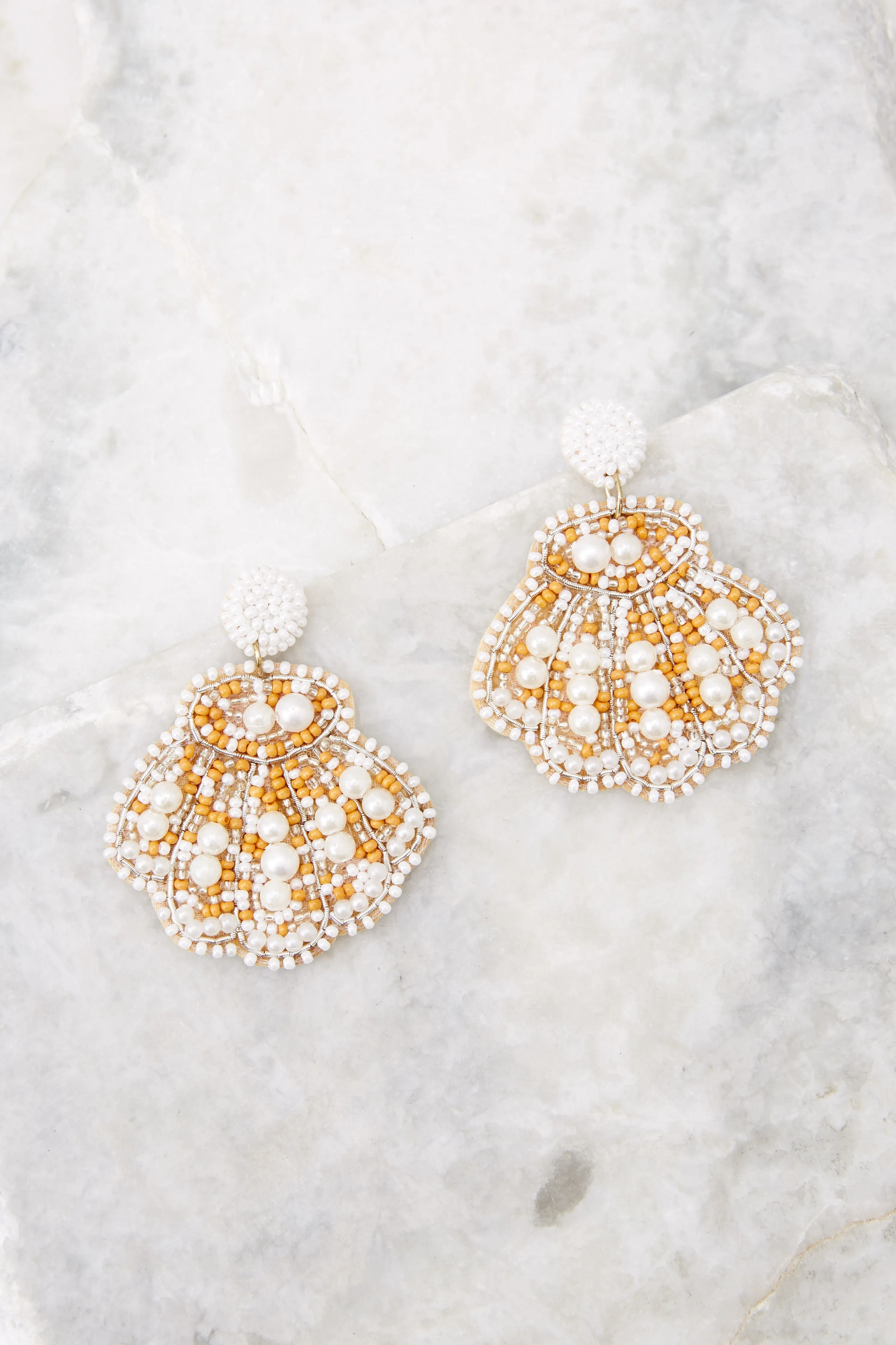 Sally Sells White Seashell Beaded Earrings