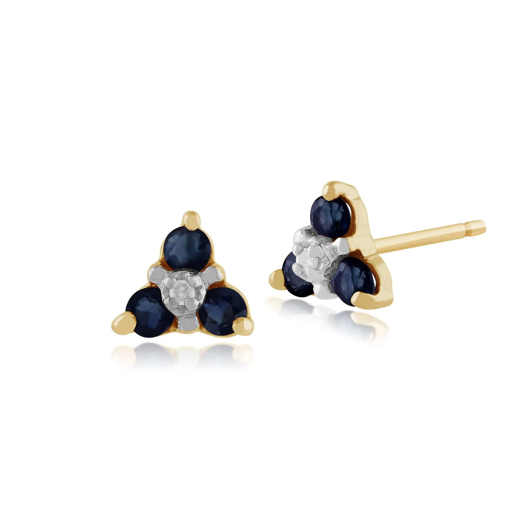 Saphir & Diamant Ohrstecker in 9ct Gelb Gold