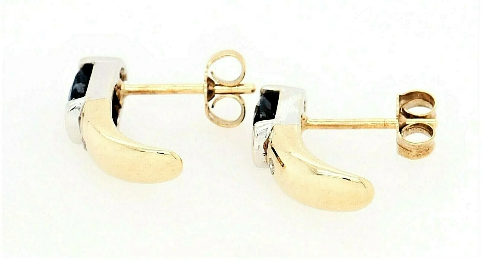 Sapphire & Diamond Stud Earrings 9ct Yellow Gold Fine Jewellery Pierced Ears