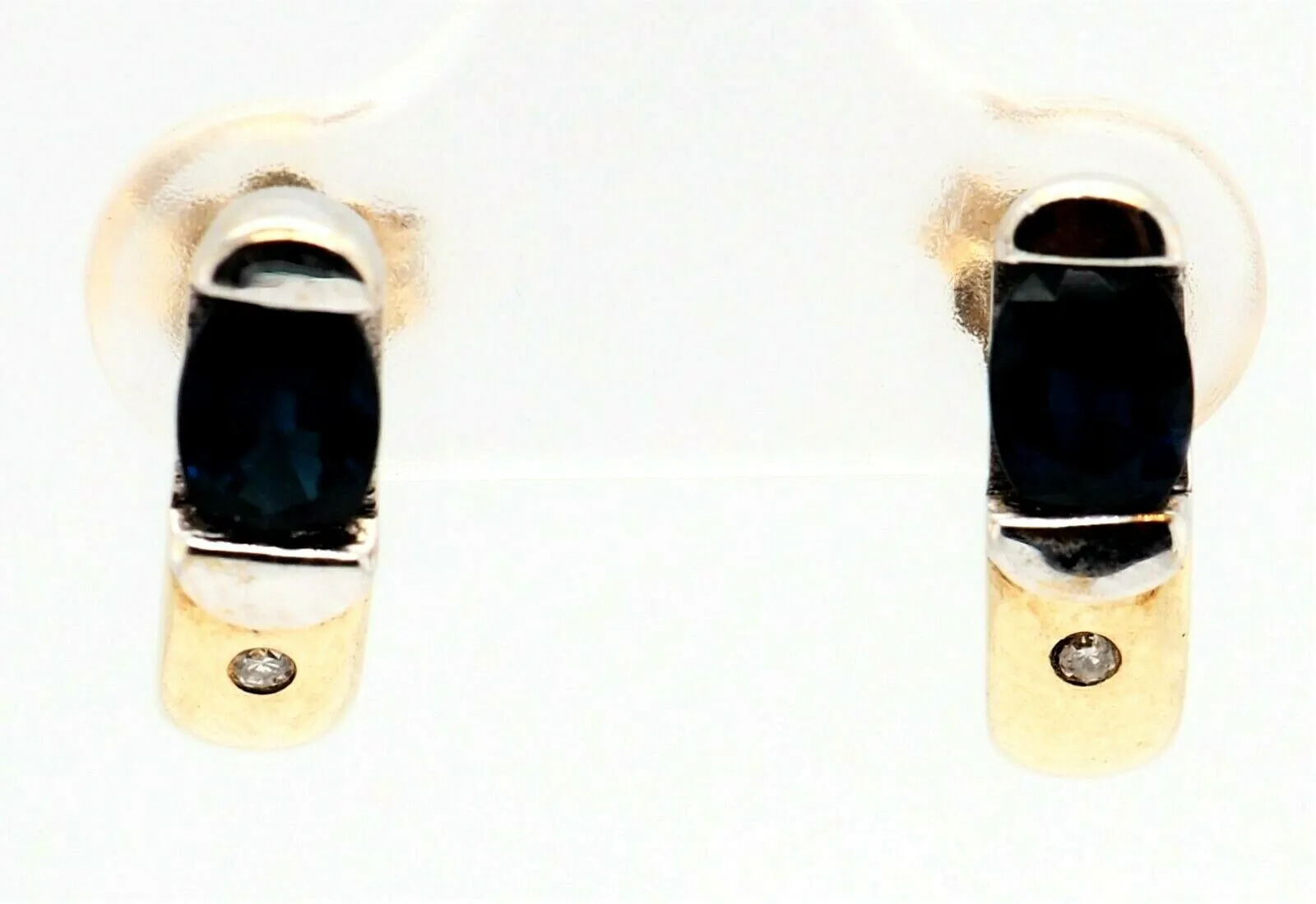 Sapphire & Diamond Stud Earrings 9ct Yellow Gold Fine Jewellery Pierced Ears