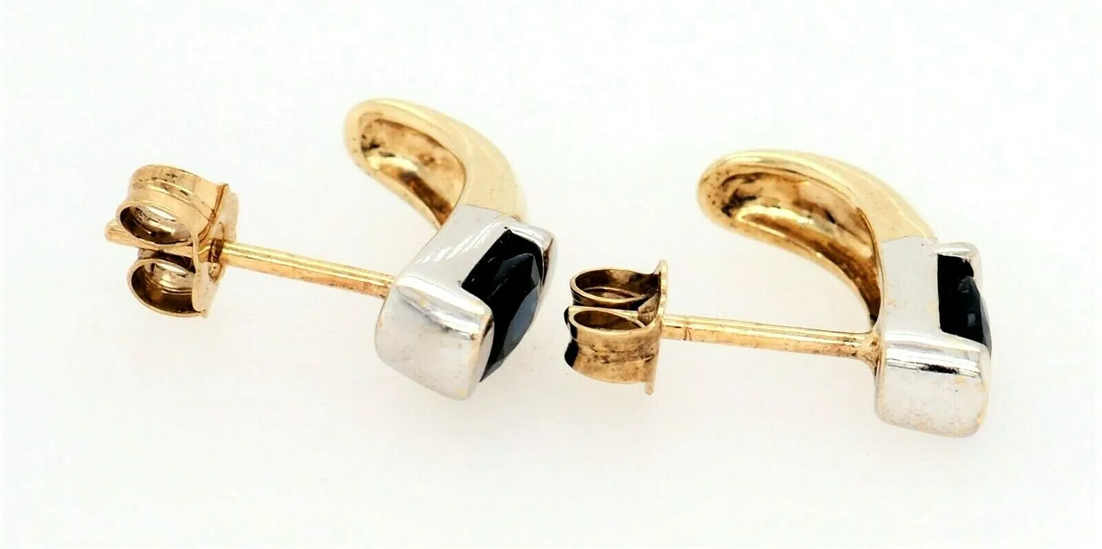 Sapphire & Diamond Stud Earrings 9ct Yellow Gold Fine Jewellery Pierced Ears