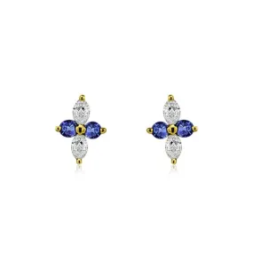 Sapphire and Marquise Diamond Studs