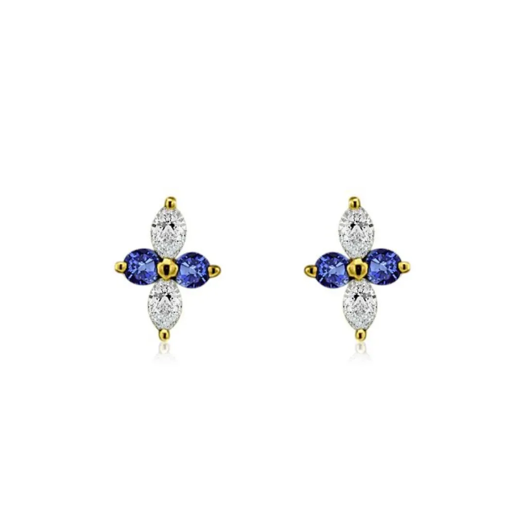 Sapphire and Marquise Diamond Studs