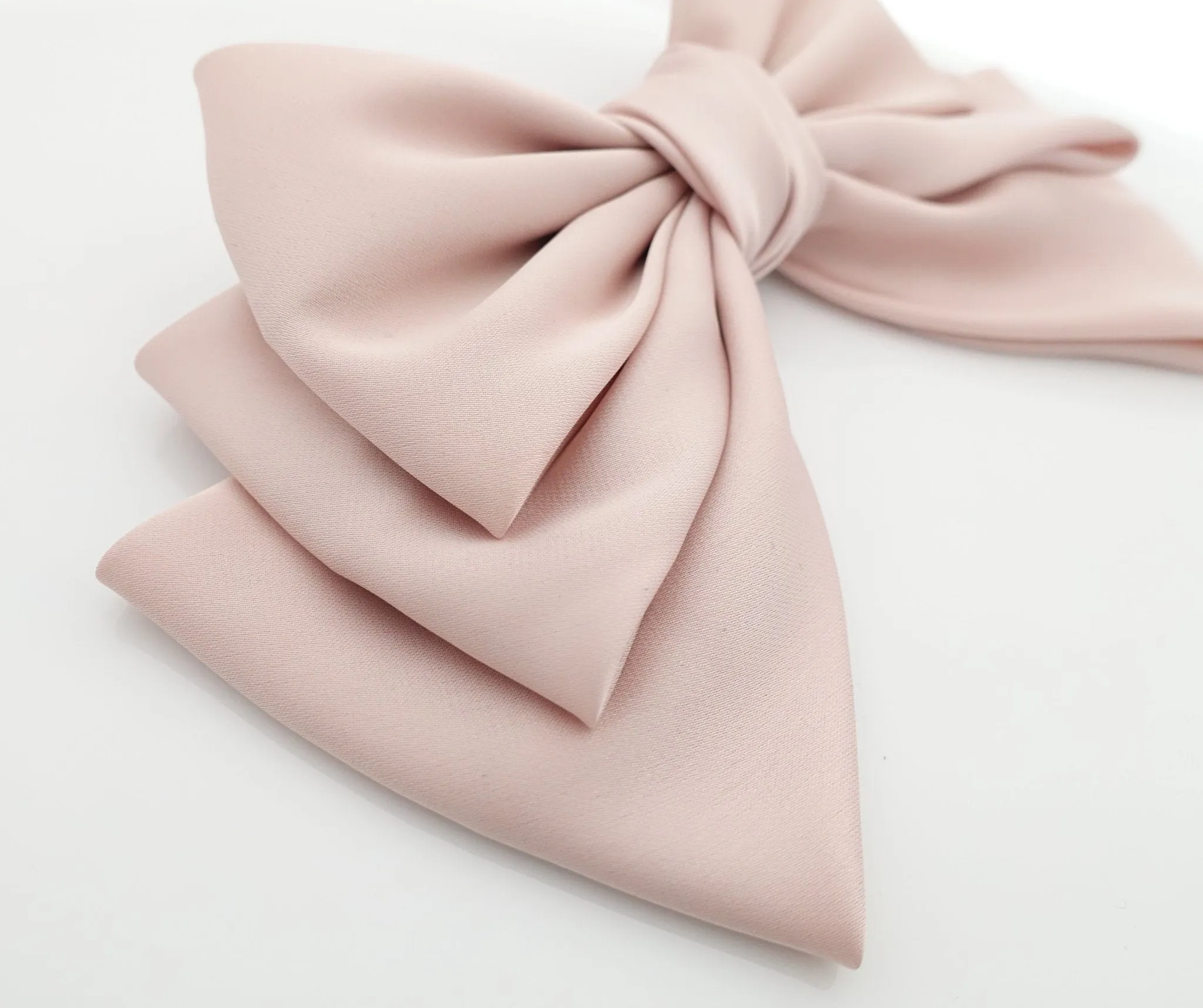 satin layered hair bow french barrette Women solid color stylish hair bow