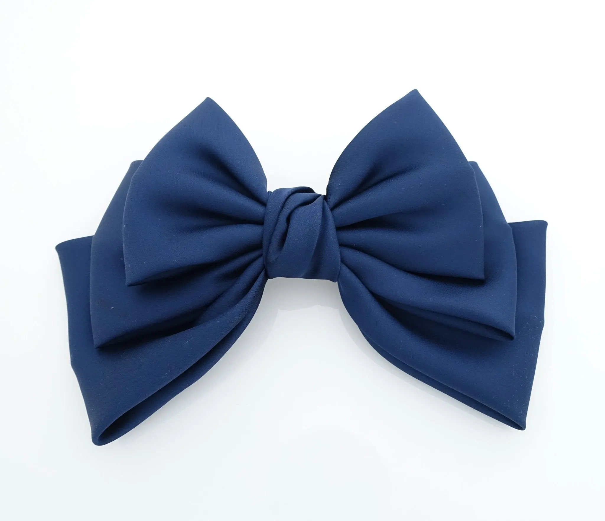 satin layered hair bow french barrette Women solid color stylish hair bow