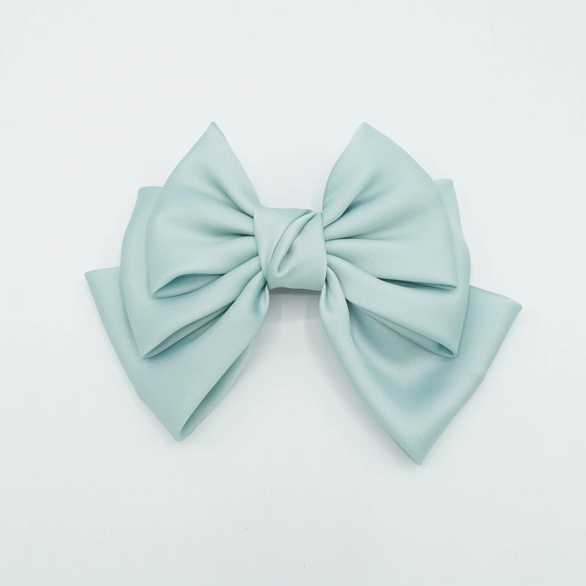 satin layered hair bow french barrette Women solid color stylish hair bow