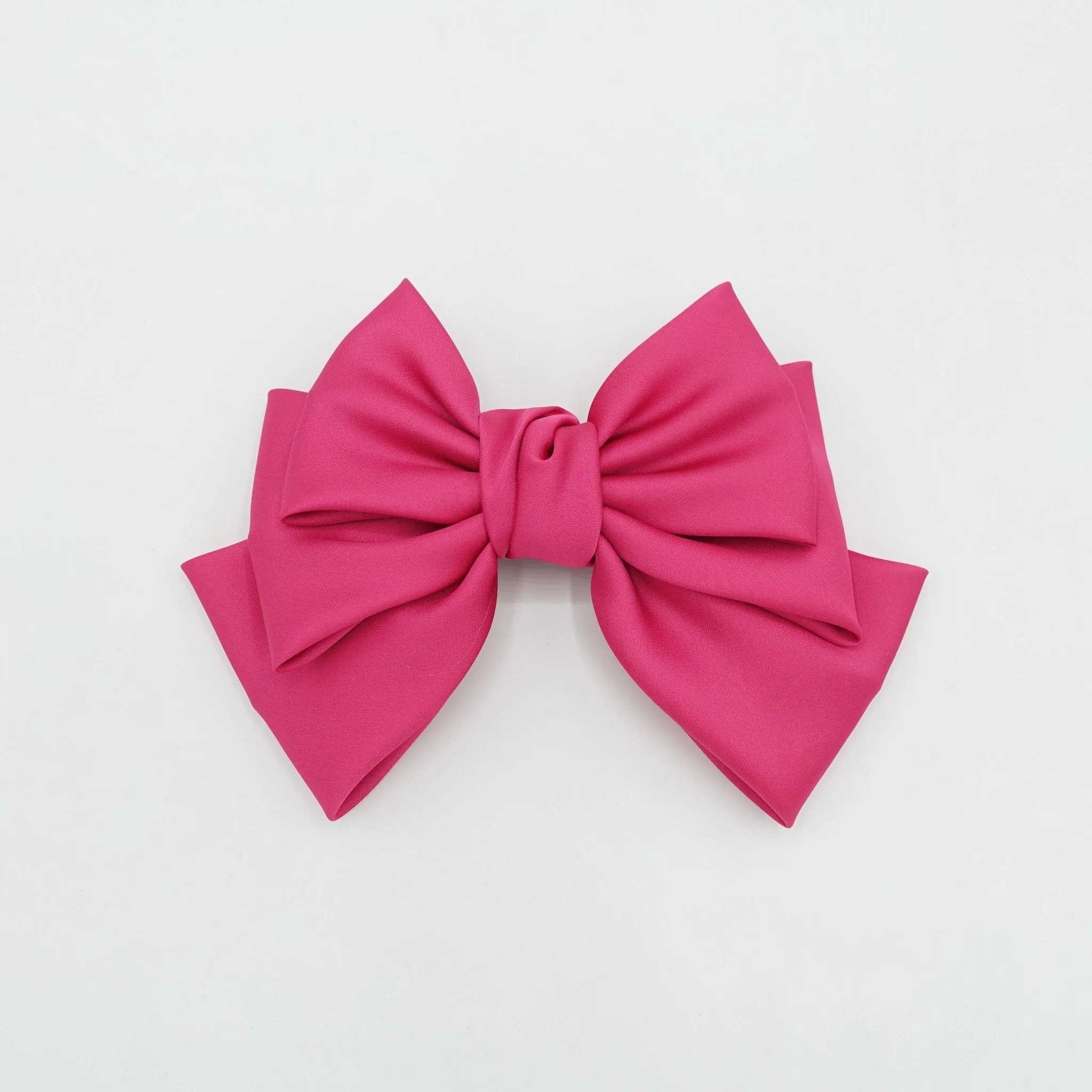 satin layered hair bow french barrette Women solid color stylish hair bow