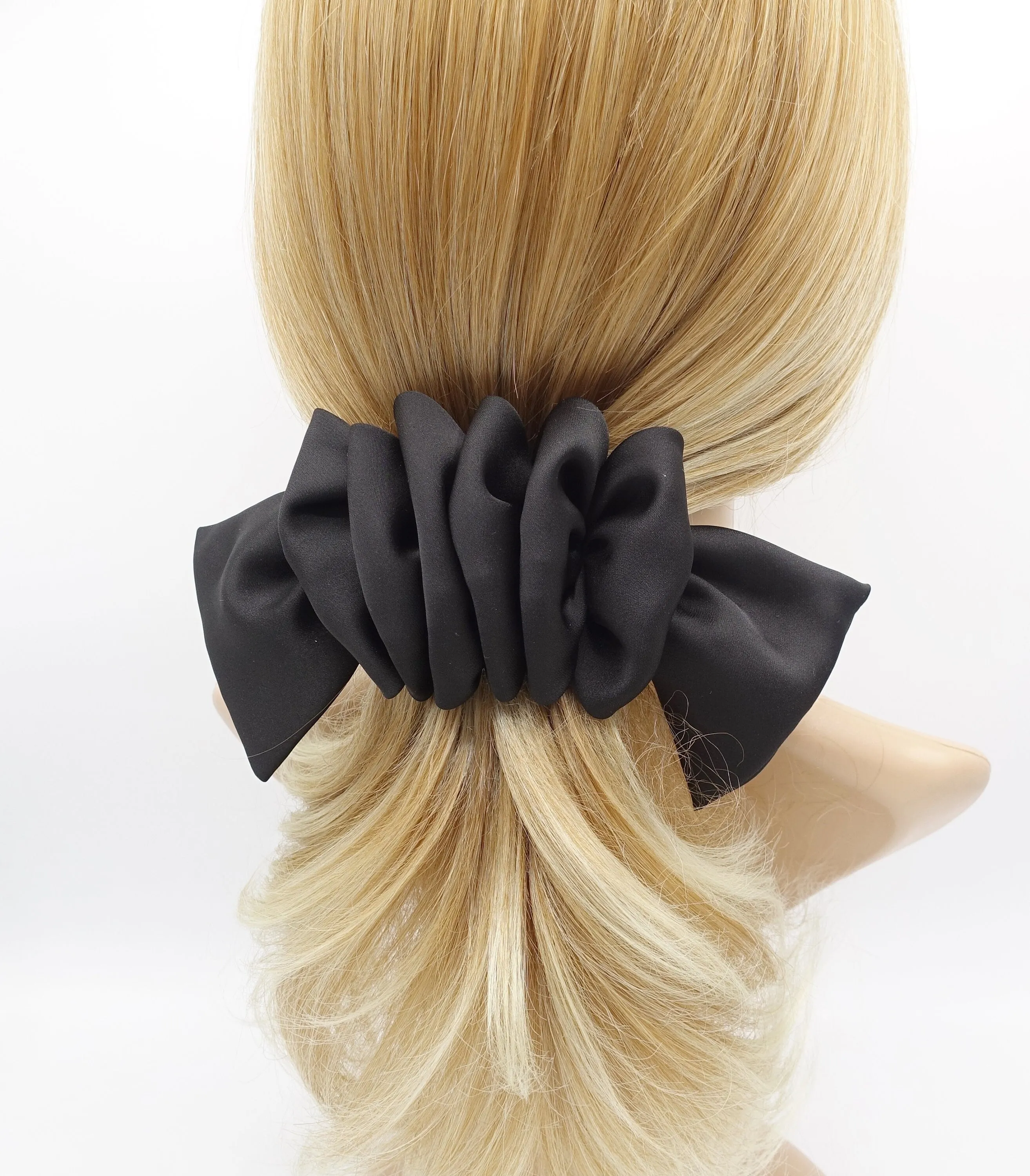 satin ruffle hair bow for women