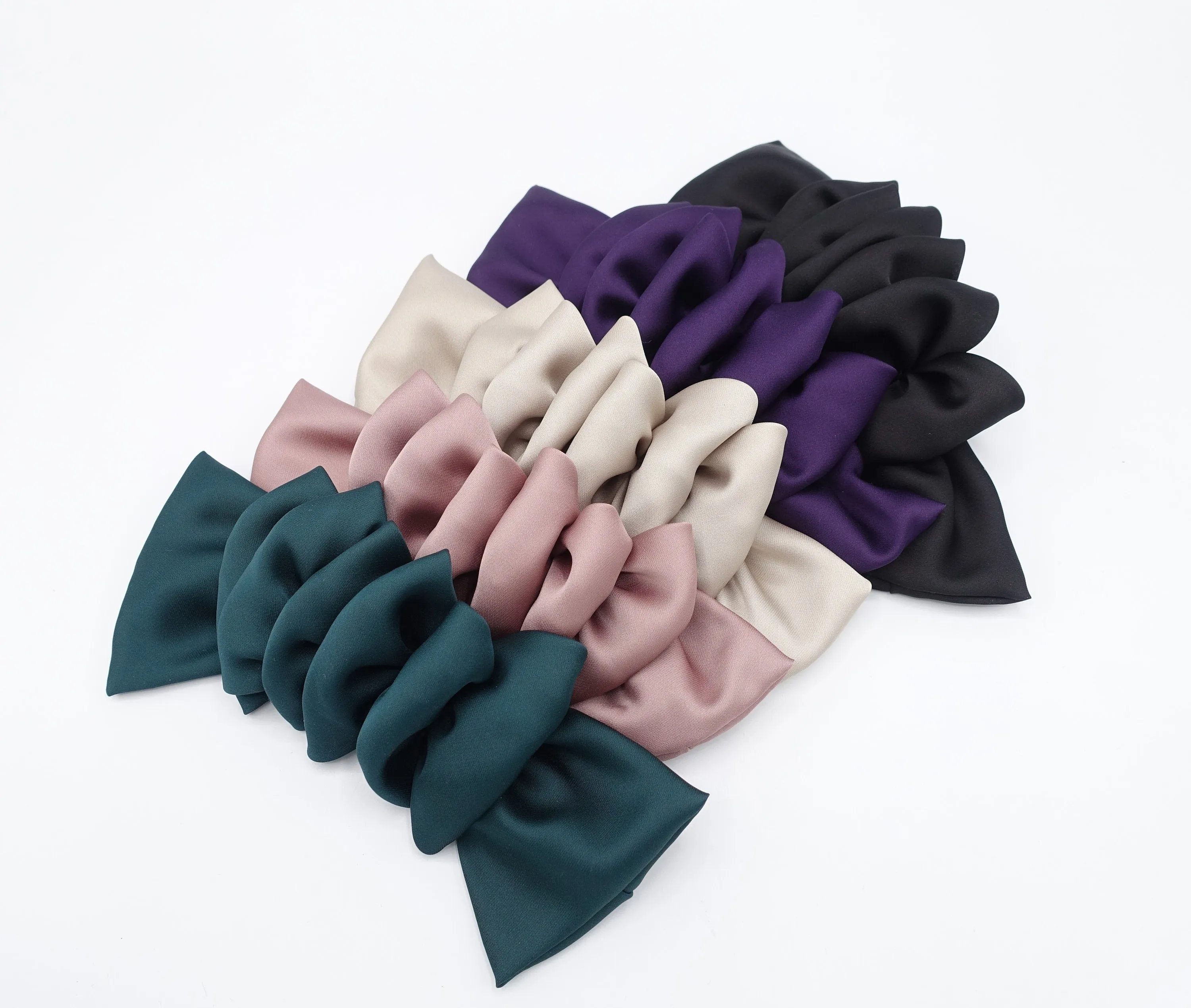 satin ruffle hair bow for women