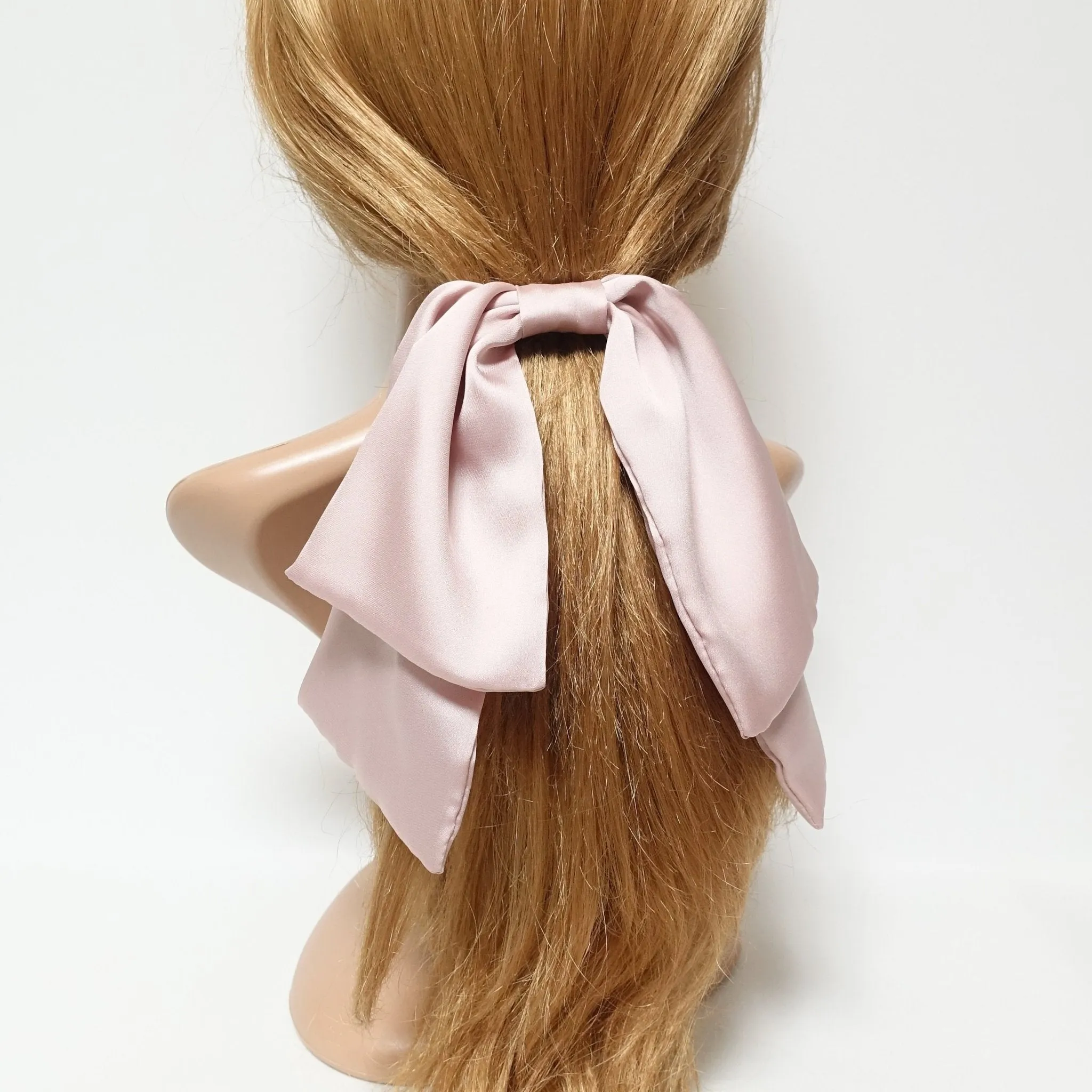 satin vertical layered hair bow glossy style fabric droopy bow french barrette hair accessory for women