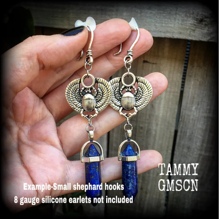 Scarab beetle earrings-Lapis lazuli earrings