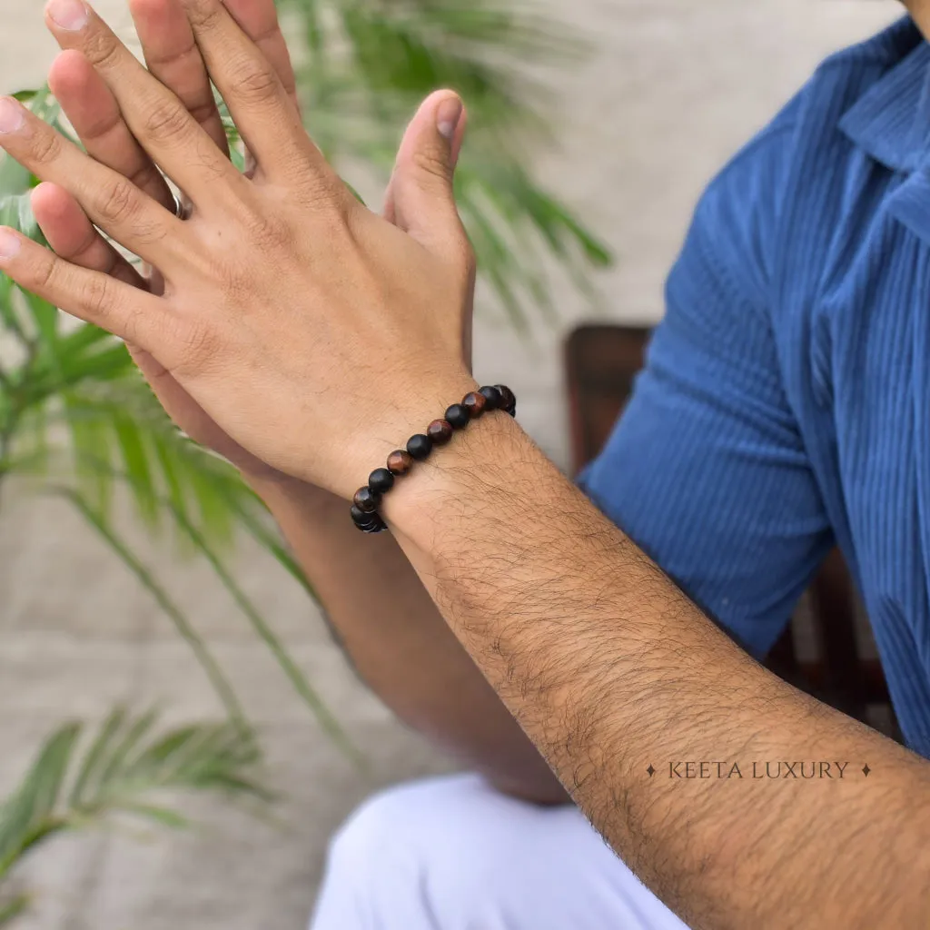 Scarlet Elegance - Red Tiger's Eye & Black Onyx Bracelets