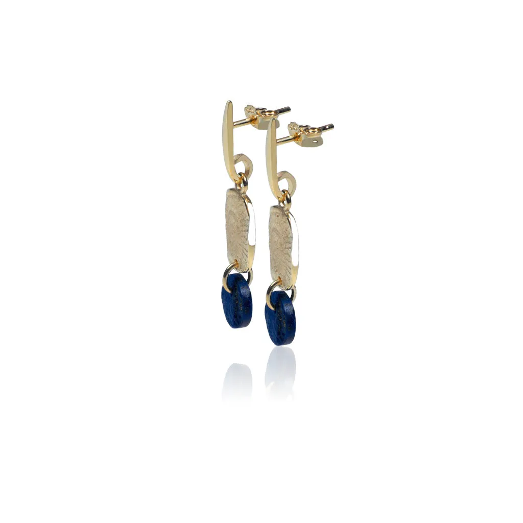 Shell Fossil Gold & Lapis Lazuli Earrings