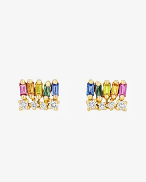 Short Stack Rainbow Sapphire Studs