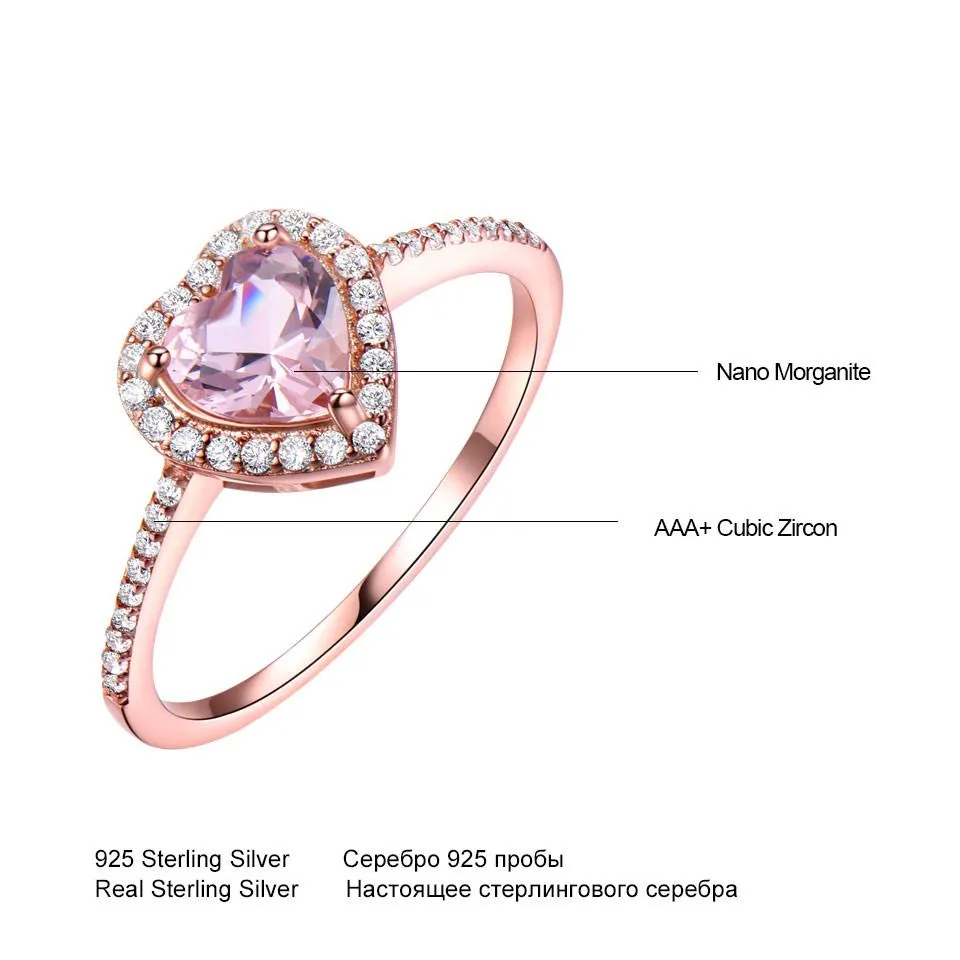 Silver 925 Nano Morganite Rings For Women Engagement Ring