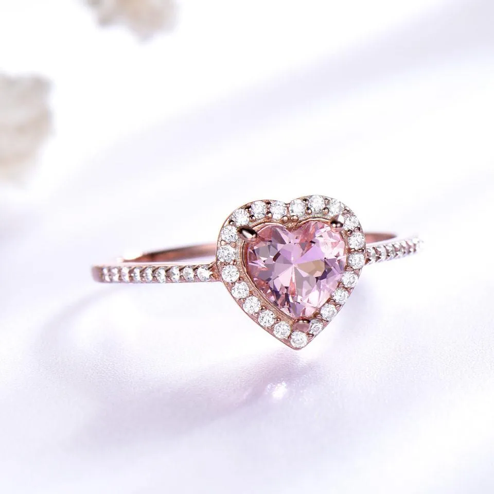 Silver 925 Nano Morganite Rings For Women Engagement Ring