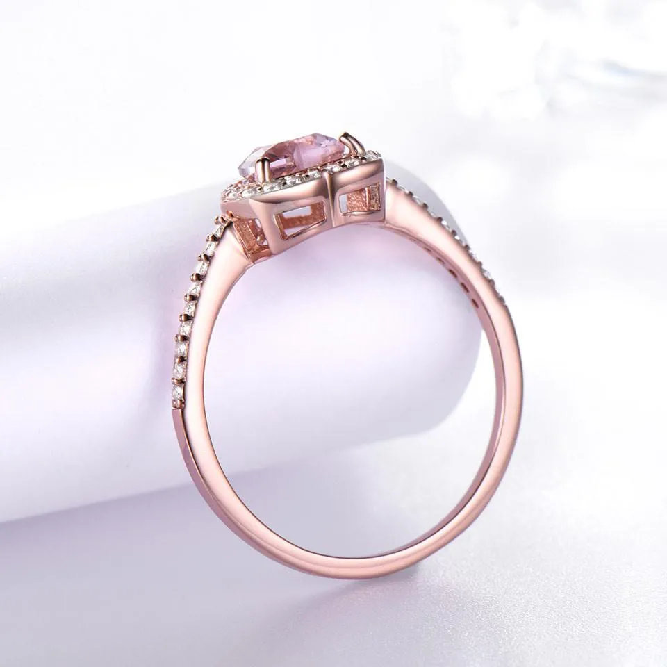 Silver 925 Nano Morganite Rings For Women Engagement Ring