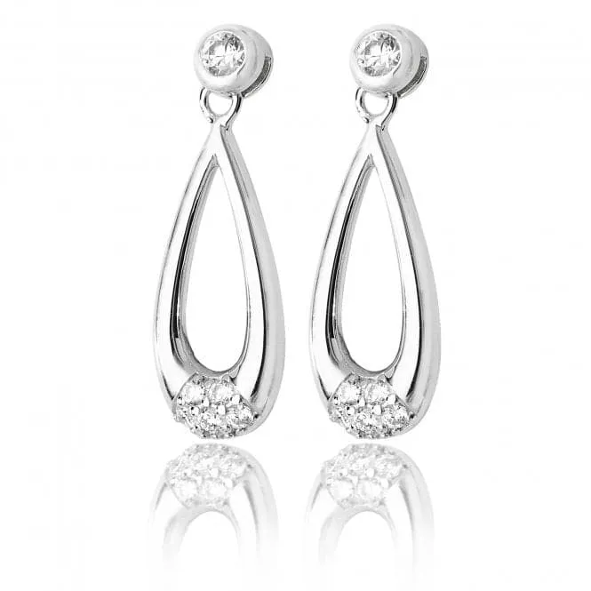 Silver & Co Elongated Pear Shape Cubic Zirconia Detail Drop Earrings SEG0066CZ