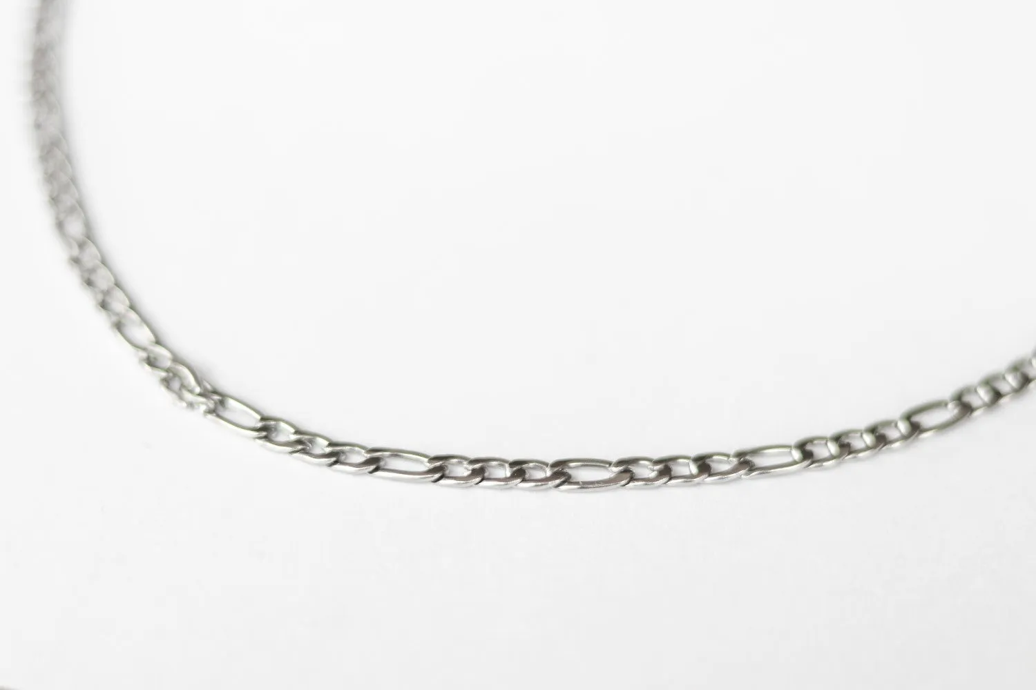 Silver links chain necklace for men, men's necklace, waterproof Figaro cable chain