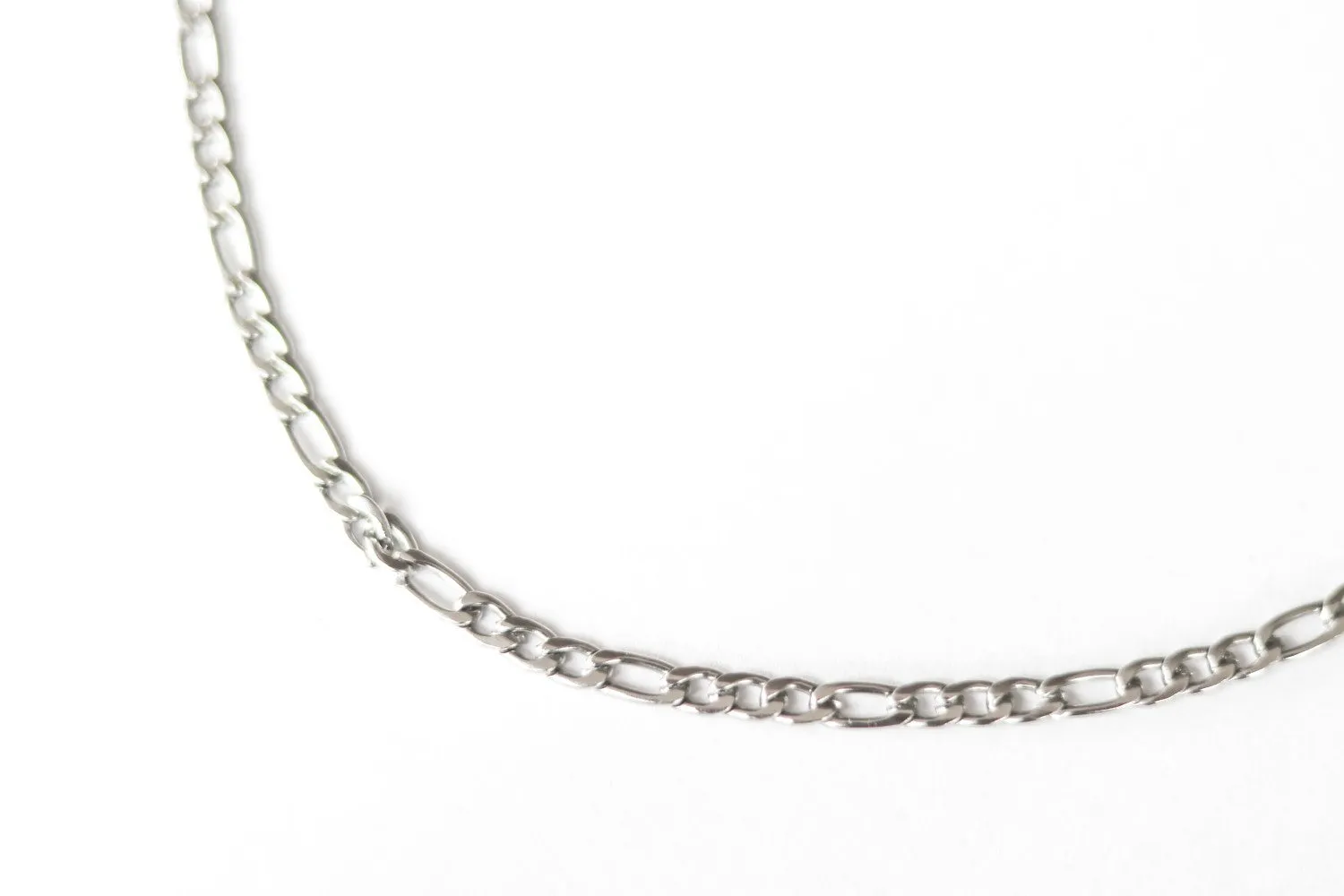 Silver links chain necklace for men, men's necklace, waterproof Figaro cable chain