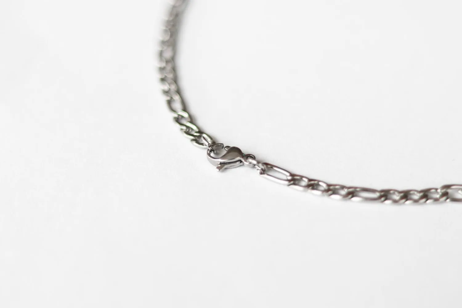 Silver links chain necklace for men, men's necklace, waterproof Figaro cable chain