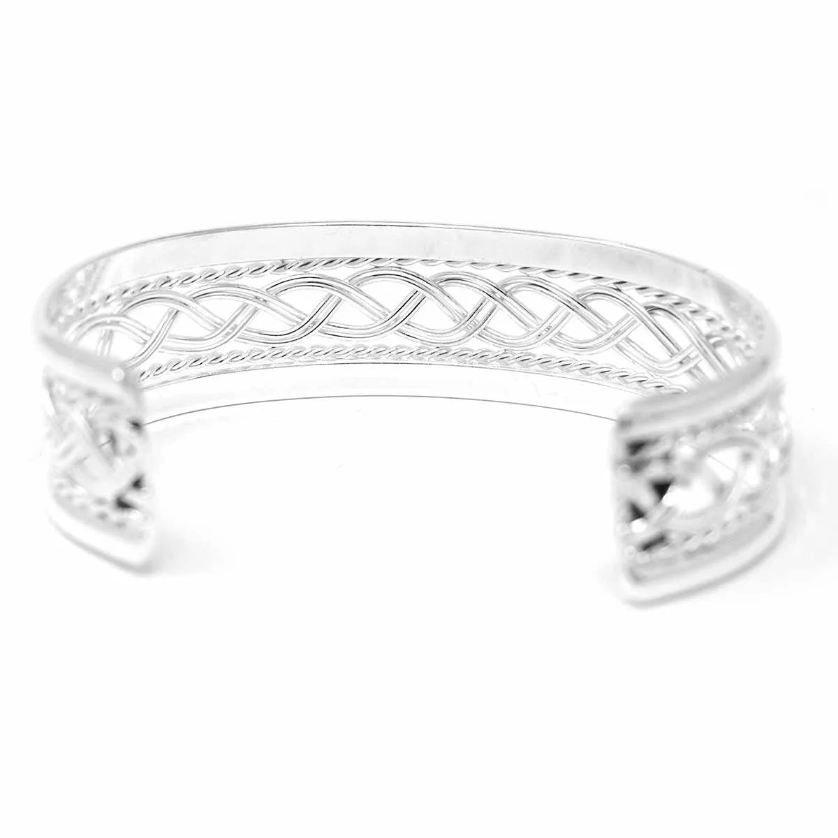 Silver Overlay Cuff Braided Design Artisana