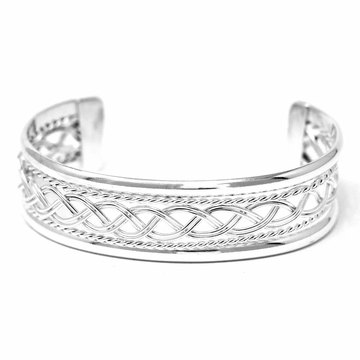 Silver Overlay Cuff Braided Design Artisana