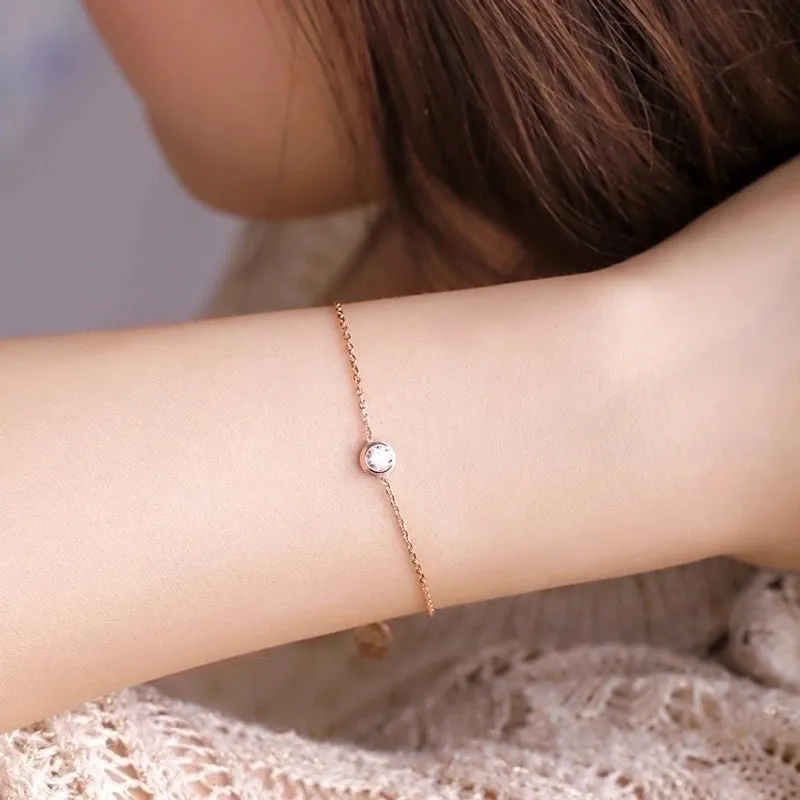 Simple Round Zircon Thin Strip Titanium Steel Bracelet Wholesale