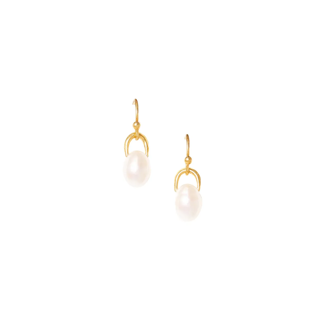 Simple White Pearl Drop Earrings