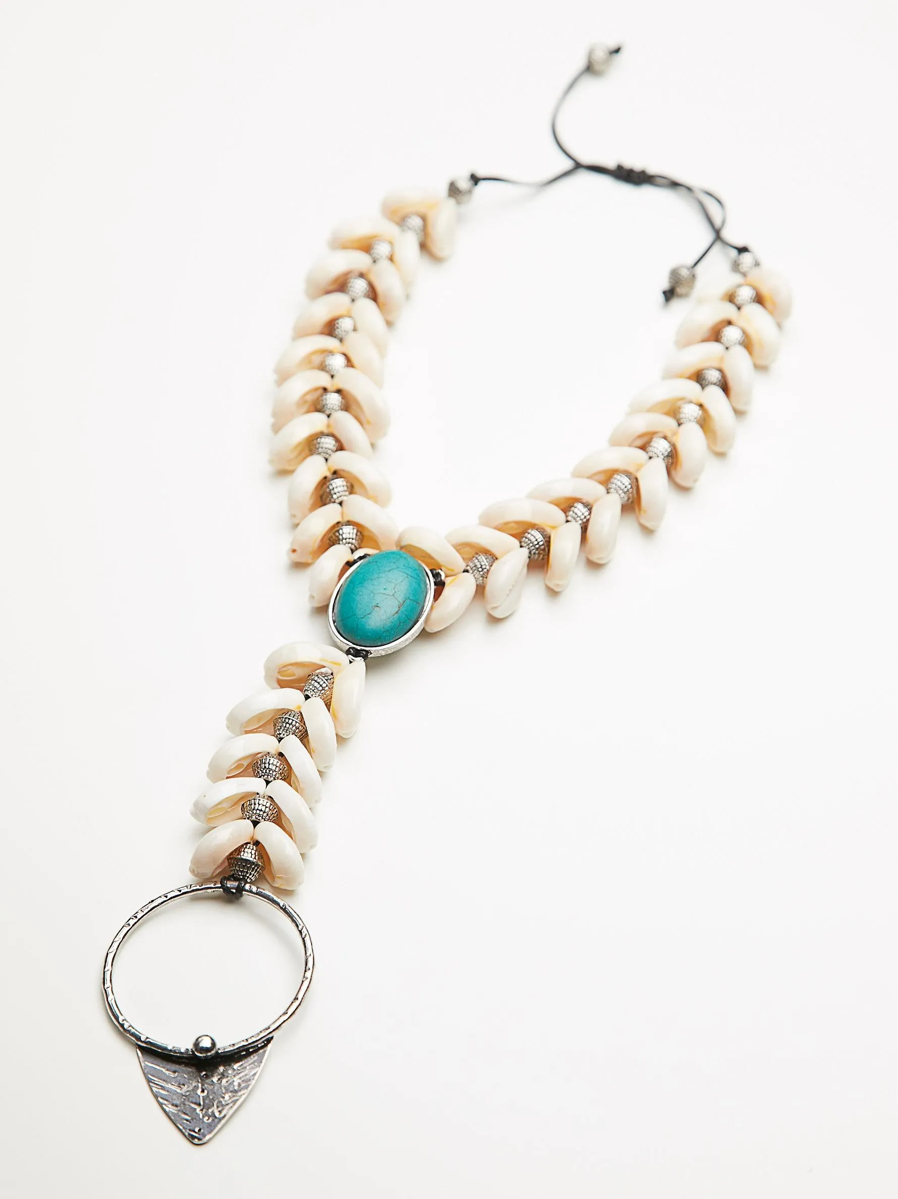 Siren Necklace Cowrie Shell Turquoise Long Bohemian Gypsy Jewelry Mermaid Festival Queen