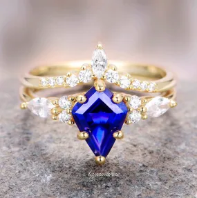 Skye Blue Sapphire Engagement Ring Set- 14K Yellow Gold Vermeil